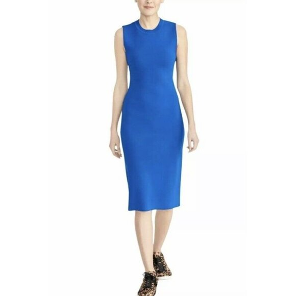 RACHEL ROY Women's Eternal Blue Cutout-Back Sheath Midi Sweater Dress Size L - Picture 1 of 7